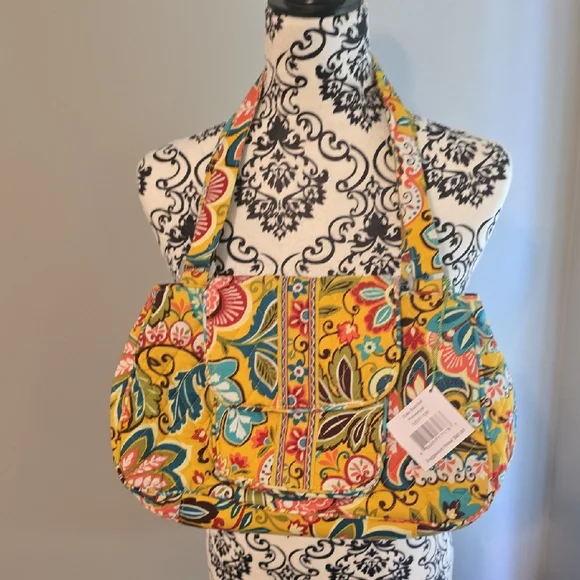 Vera Bradley Yellow Shoulder Bag Edie Satchel Provencal - Picture 1 of 5